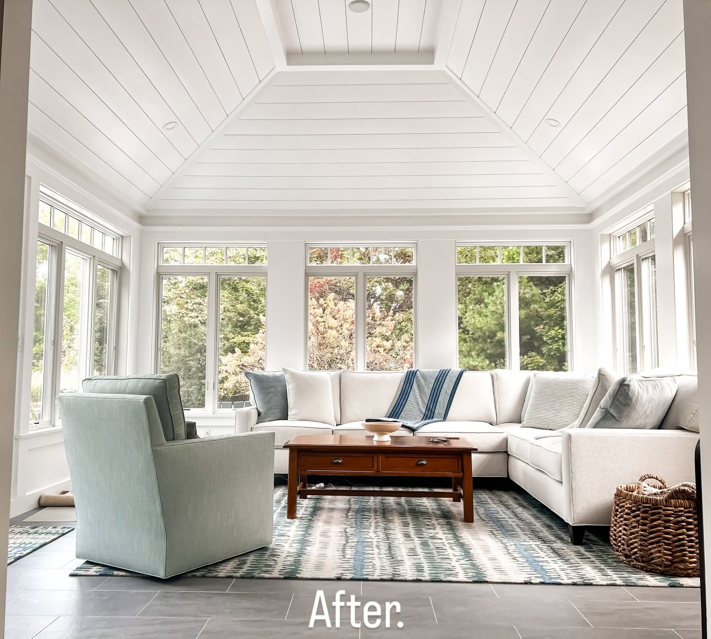 C&K’s completed light-filled sunroom in Cohasset